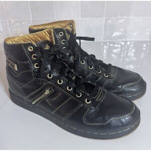 Pony City Wings Hi Shaun Neff‎ Retro Sneakers Mens 11.5 Black Gold Zippers